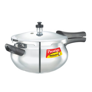 Prestige Cookers Deluxe Plus 3.49-Quart New Flat Base Aluminum Pressure Handi