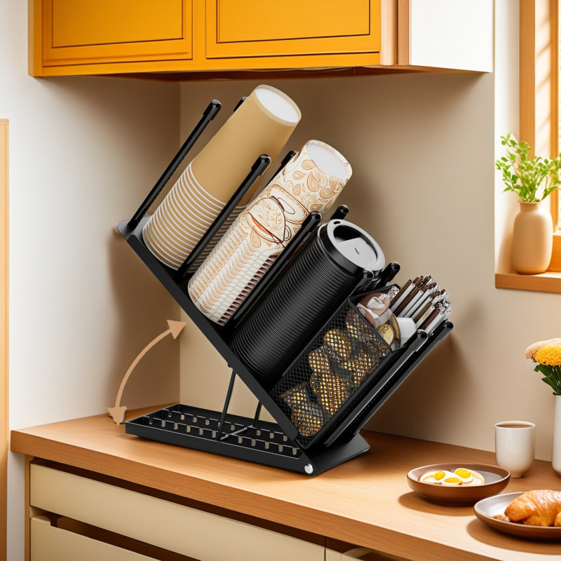 Adjustable Coffee Cup Holder Organizer 4 Compartment