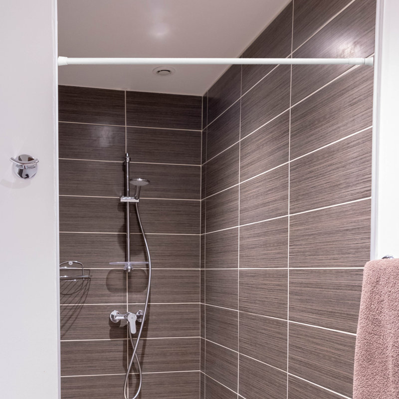 Adjustable White Tension Shower Curtain Rod, 43-79 Inches