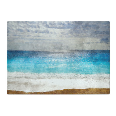 Tempered Glass Seascape from Greece Chopping Board