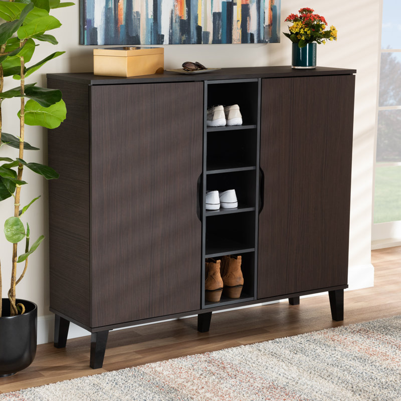 Ketter 25 Pair Shoe Storage Cabinet, Dark Brown