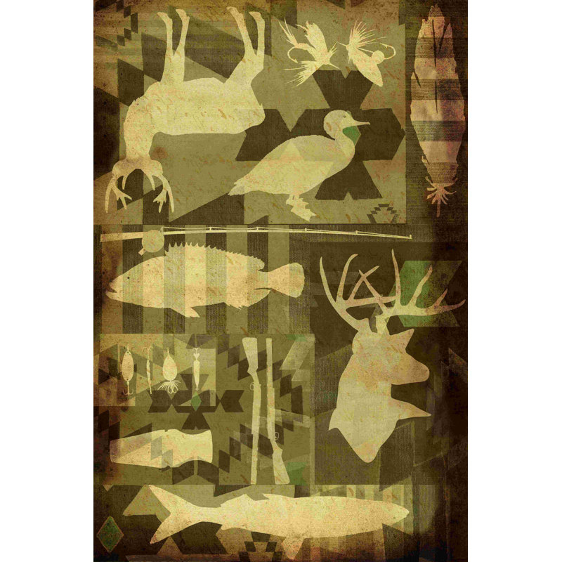 «Fishin N 'Huntin», impression sur toile tendue, H 30 po x l 20 po