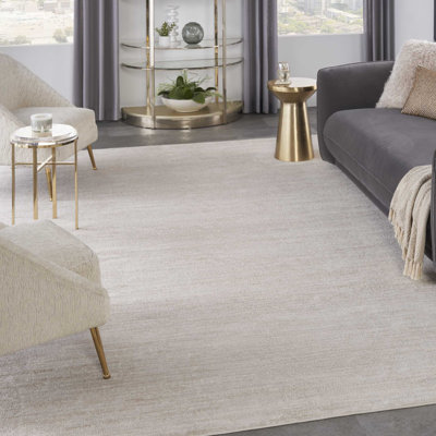 Tapis intérieur / extérieur ivoire / beige uni Mullican Sandy