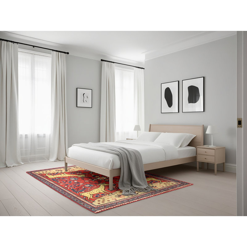 Tapis oriental rouge / beige / bleu, Rectangle 5 pi x 7 pi
