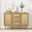 Buffet Mid-Century avec 3 tiroirs et 2 portes en rotin