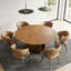 Ensemble de table de salle à manger à piédestal moderne 59,05 po et 6 chaises rembourrées - Base sculpturale - Noyer / brun clair-908361007-908361000
