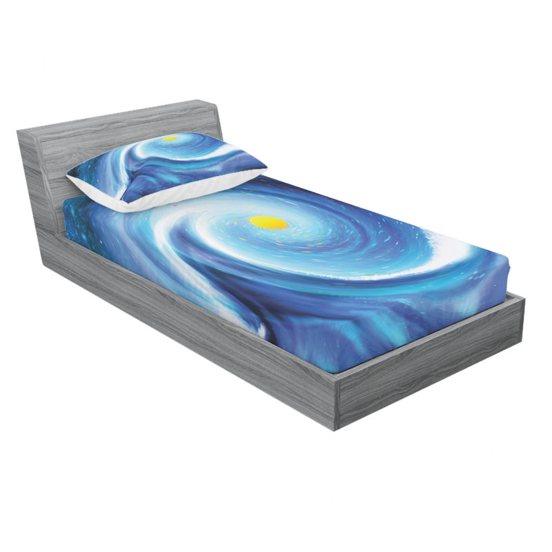 Ensemble de draps Surfer Wavy Like with Little Vivid Point and Sun, Ensemble de draps pour lit simple TG avec 1 taie d