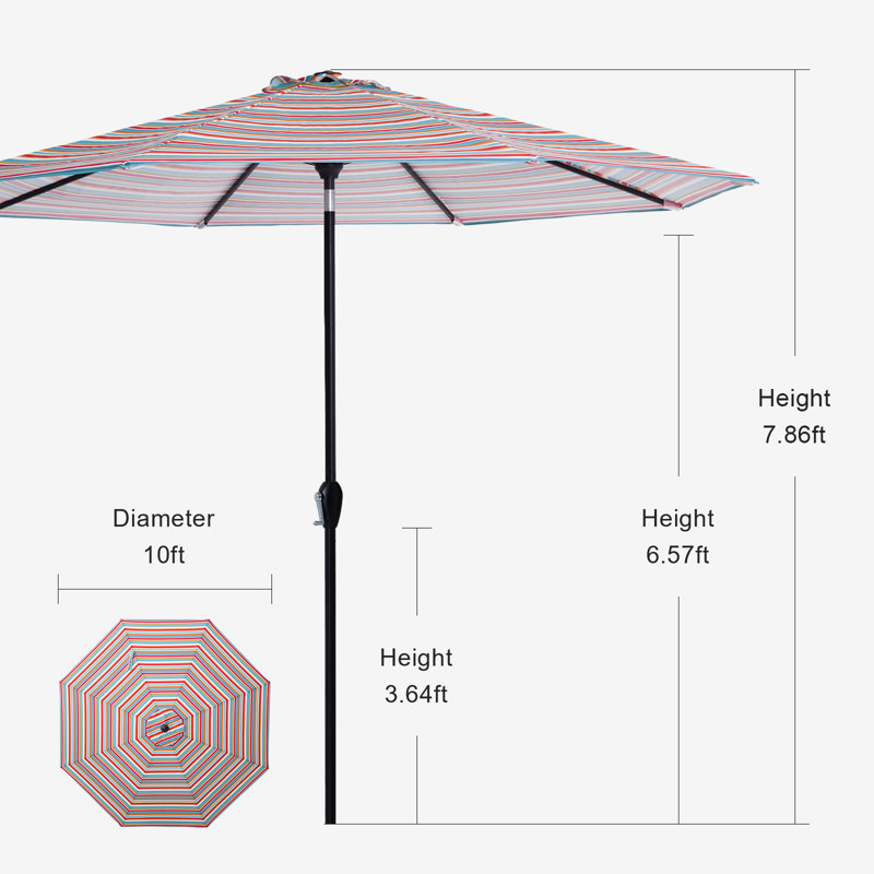 120'' Tilt Market Umbrella, Orange/Red/Blue