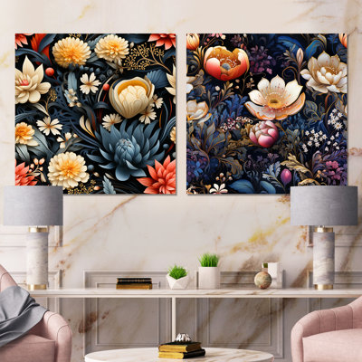 Etna - Floral Metal Wall Art Square Set Of 2