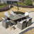 Moda 70 In. X 39 In. X 27 In. Rectangular Wicker Outdoor Gas Fire Pits Dining Setx
