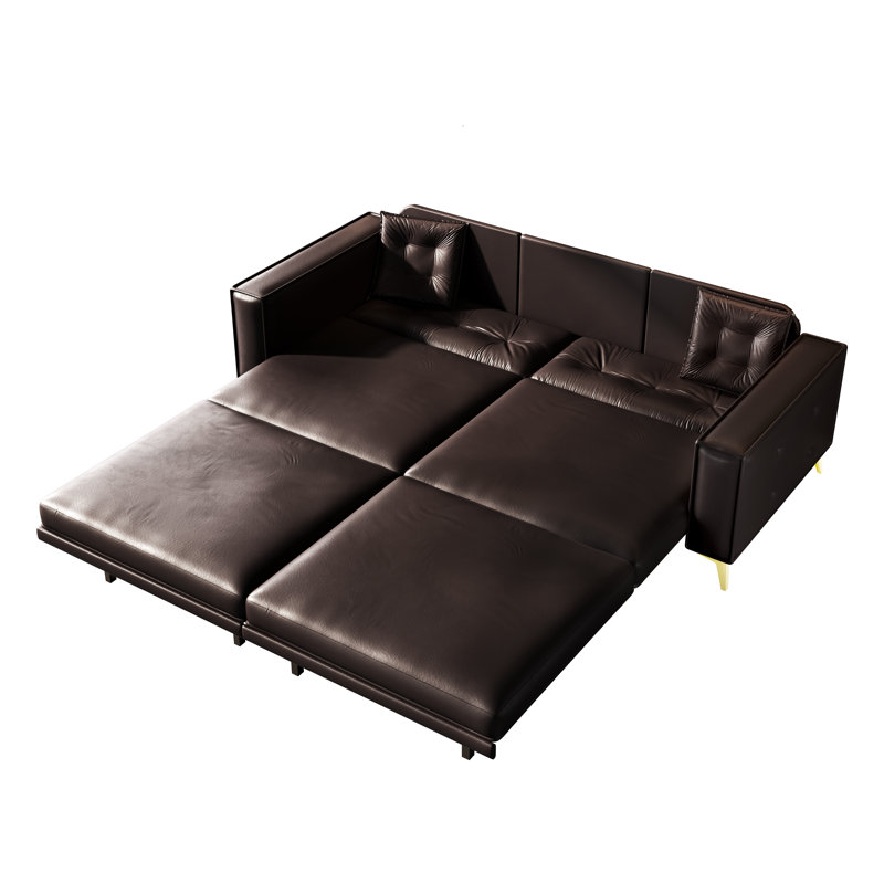 Canapé-lit convertible moderne en similicuir de 92,1 po avec coussins amovibles Cordsavia, Light Brown