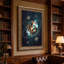 Art mural sur toile en forme de cristal géométrique rougeoyant et cyan-133558020