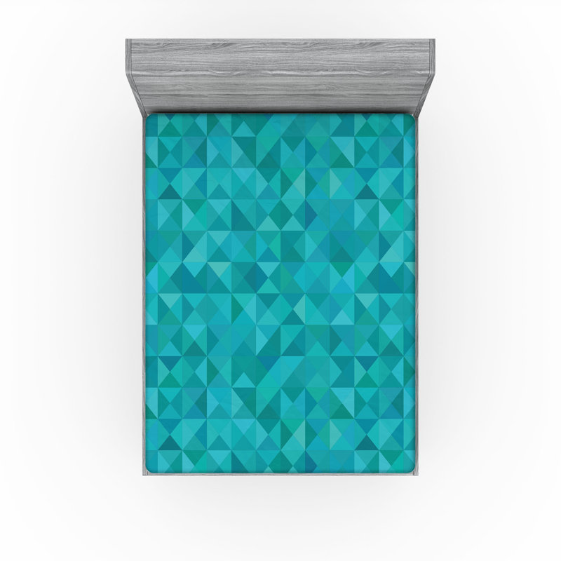 Drap-housse orange Ambesonne, Formes géométriques turquoise / turquoise, Drap-housse très grand californien