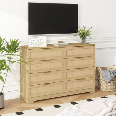 8 Drawer 47" Rattan Double Dresser