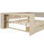 Lit double en bois avec tête de lit tapissier de couleur crème, tablettes de rangement et plateforme de chargement-131377314