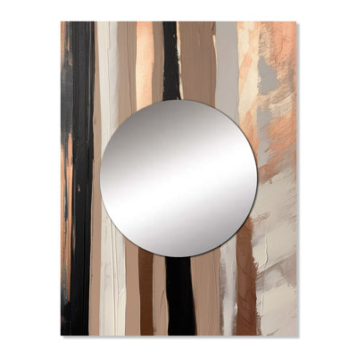 Alafaya Brown And Black Beyond Boundaries IV - Abstract Unique Wall Mirror Decor, Brown Large Mirror, Printed Metal Art