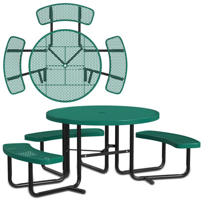 Leisure Craft 46" Round ADA Accessible Outdoor Picnic Table with 3 Bench Seats