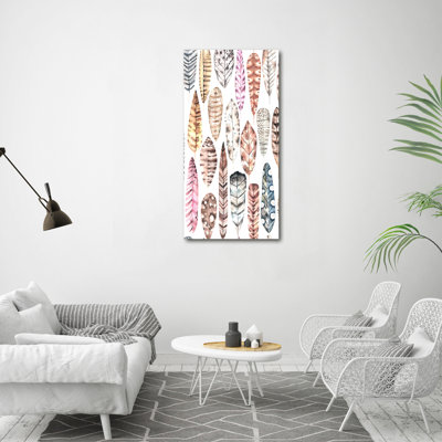 Colourful Feathers - Wrapped Canvas Print