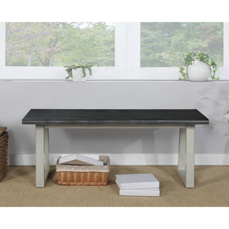 Upholstered Bench, Charcoal/Light Gray