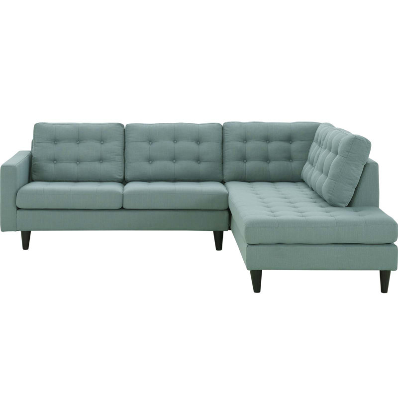 Canapé modulaire en tissu 2 pièces Modway Empress, Gris foncé, Accoudoir à droite (vu de face)