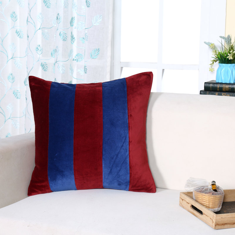 Striped Velvet Throw Pillow, Burgundy