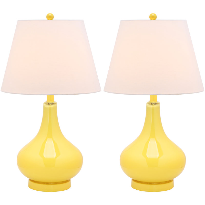 Akeim Glass Table Lamp, Yellow