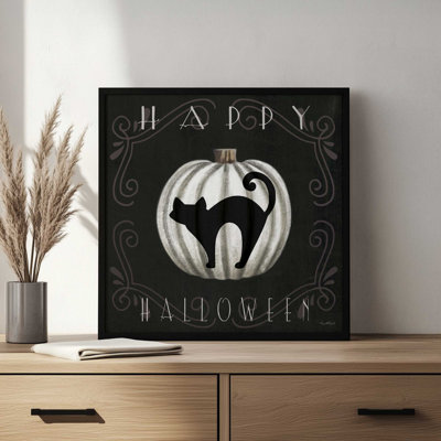 Happy Halloween Black Cat by Elizabeth Tyndall Art Print