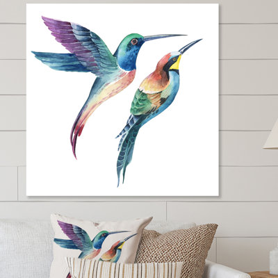 Ensemble d'oiseaux tropicaux Colibri - décoration murale traditionnelle sur toile