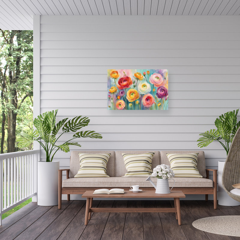 Tina Lavoie Springtime Garden Outdoor  Canvas, 12" H x 19" W