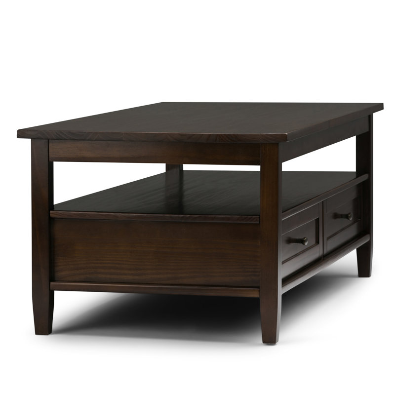 Tobacco Brown Rustic Rectangular Coffee Table with Storage