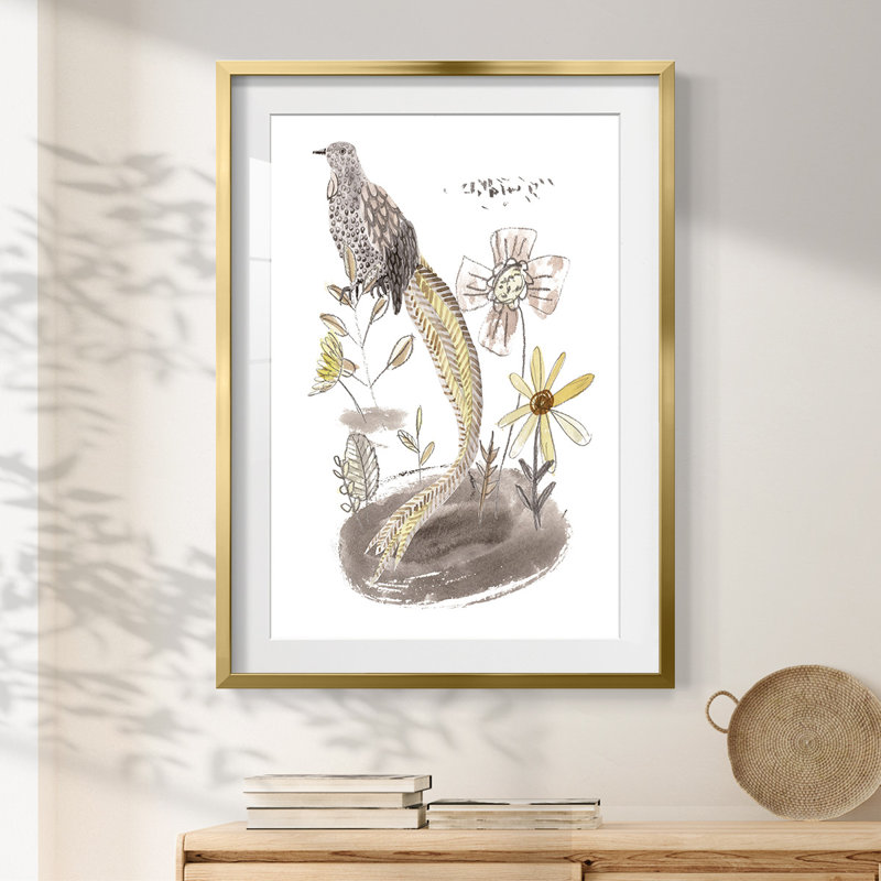 Peignes - Toile tendue avec châssis, H 25,5 po x l 17,5 po, Doré