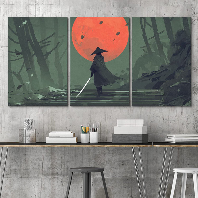 3 pièces, reproduction d'art sur toile tendue, H 36 po x l 72 po x P 1,5 po