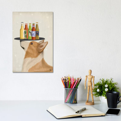 Corgi Tan White Beer Lover by Fab Funky - Wrapped Canvas Gallery-Wrapped Canvas Giclée