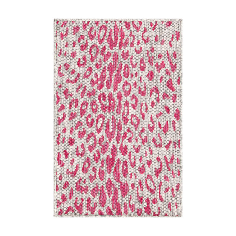 Tapis de safari d'extérieur rose et gris, Rectangle 2 pi 2 po x 3 pi