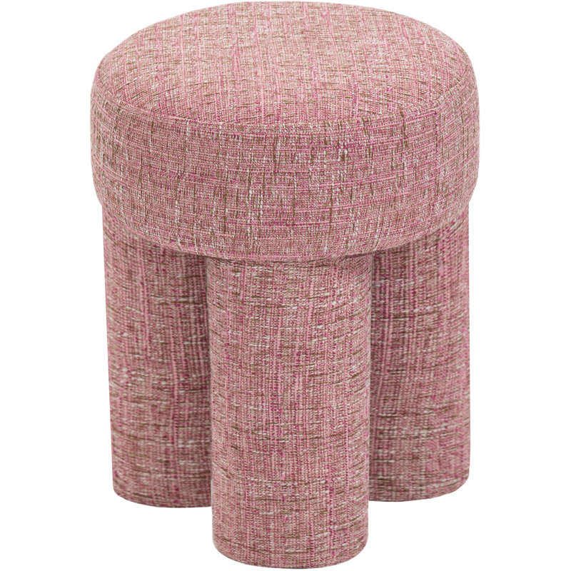 Larson 14.5" Wide Square Standard Ottoman, Pink Polyester Fabric