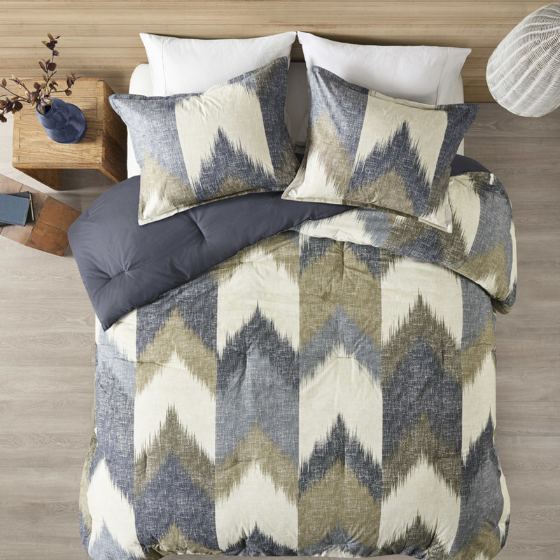 Édredon double - coton imprimé bleu marine, intérieur, 2 taies décoratives incluses pour une superbe aventure en coton, rembourré, imprimé, assorti