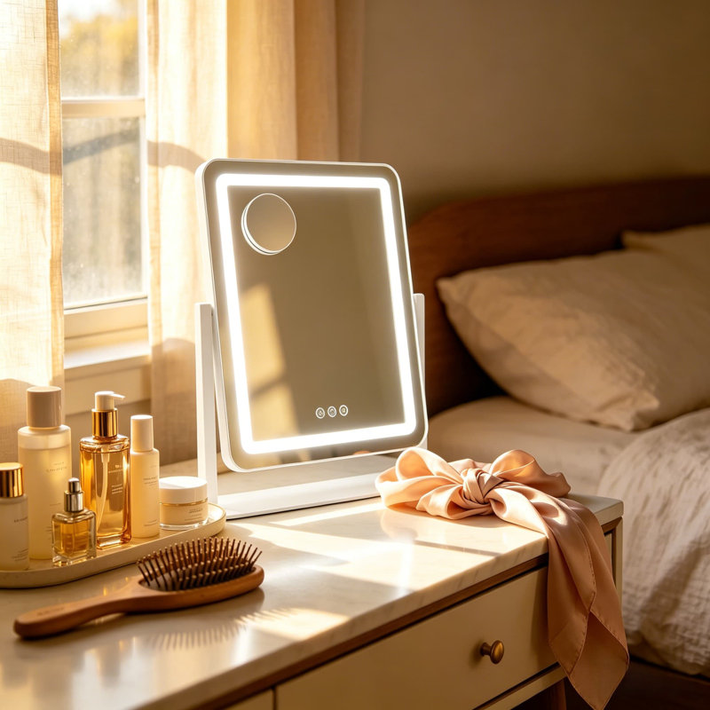Miroir de salle de bain DEL, Blanc