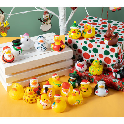 24 Pcs Xmas Rubber Duck Bath Toys
