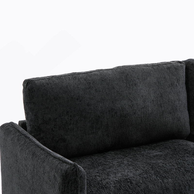 Calvera Modern Loveseat Sofa With Spacious Seating And Stitched Armrests, Black