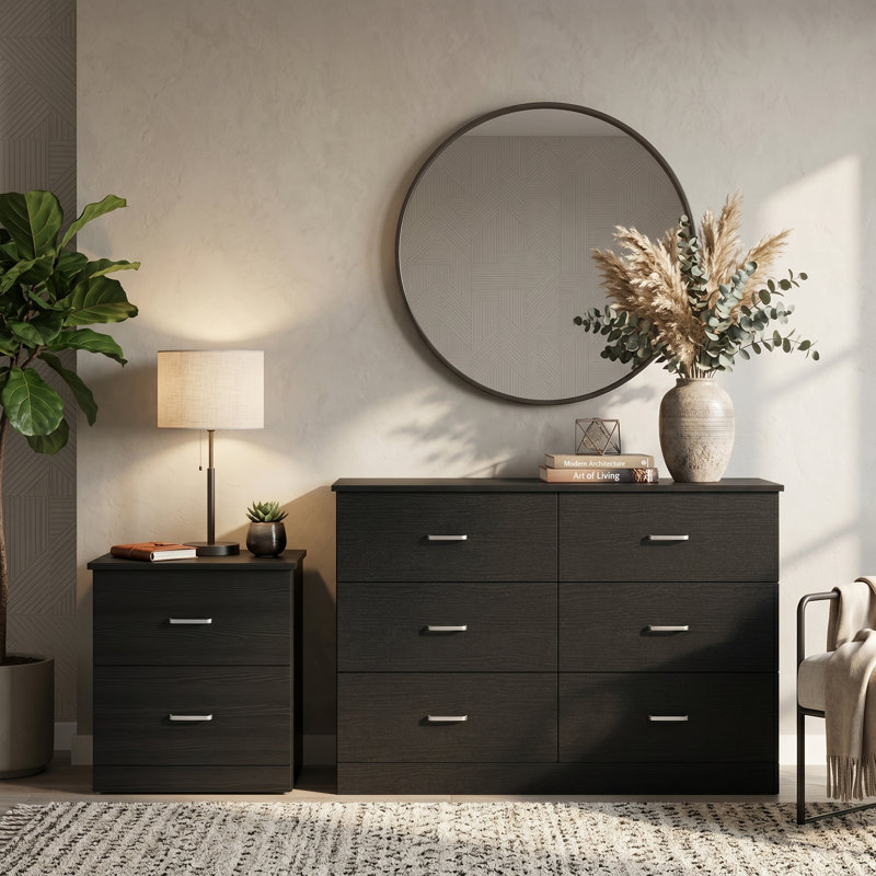 Allyannah 2 Pieces Bedroom Set, Black Oak