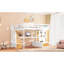 Lit mezzanine double blanc naturel avec bureau, tablettes, tablettes de rangement extravagantes et tiroirs