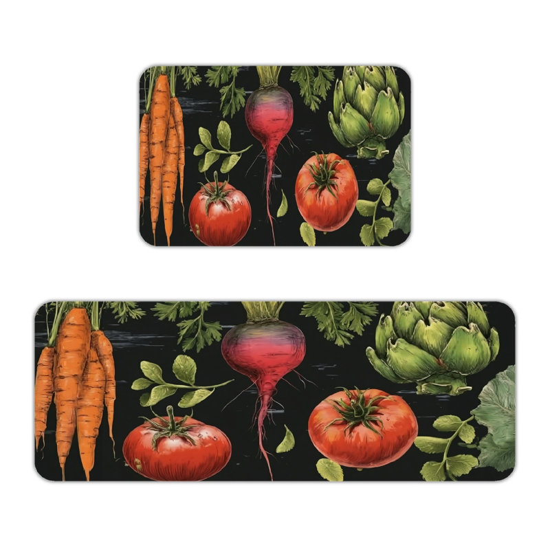 Tapis de cuisine rétro 2 pièces