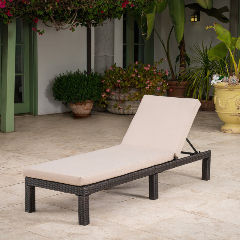 Chaise longue d'extérieur 2 pièces en rotin