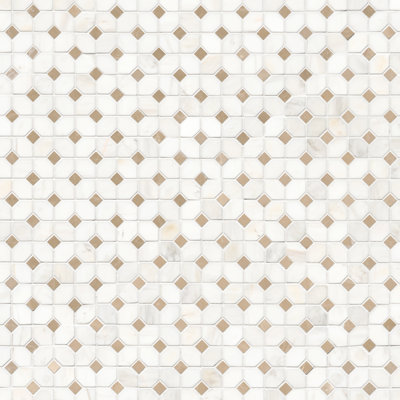 Geometric 13 in. x 13 in. Polished Marble Mosaic Floor and Wall Tile
