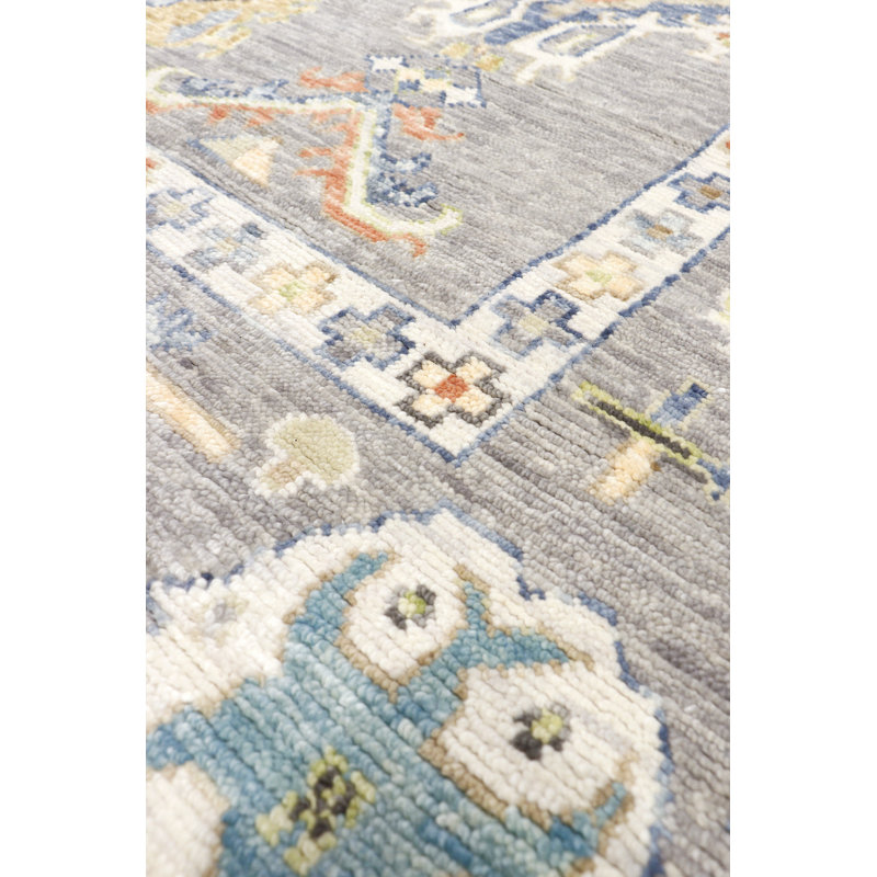 Oushak Hand Knotted Wool Oriental Area Rug in Grey / Grey