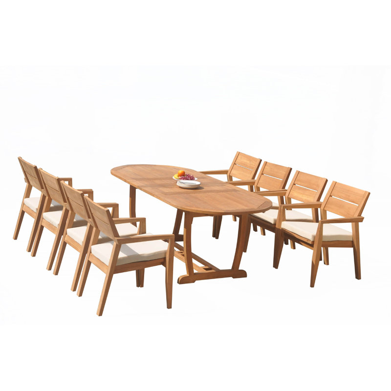 Ensemble de salle à manger 13 pièces teck Maskell, H 29,5 po x L 117 po x l 42,5 po, 8