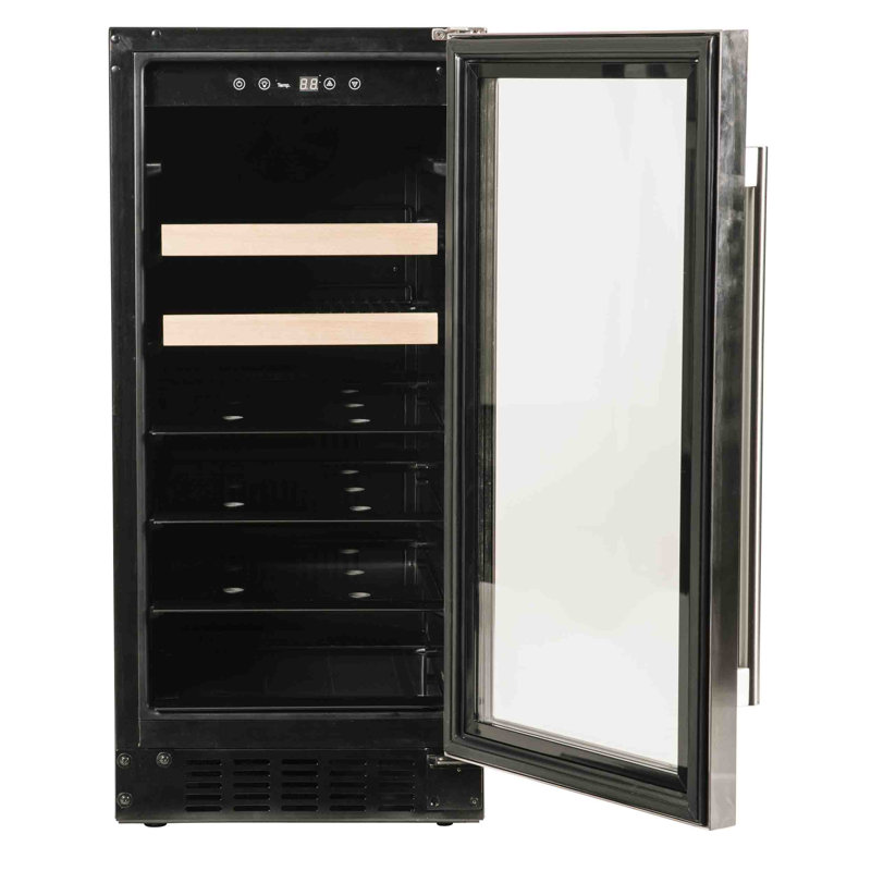 Azure Home Products 14.63'' W Freestanding 80 Cans (12 oz.) 3 Cubic Feet Beverage Cooler with Wine Storage and Reversible Door