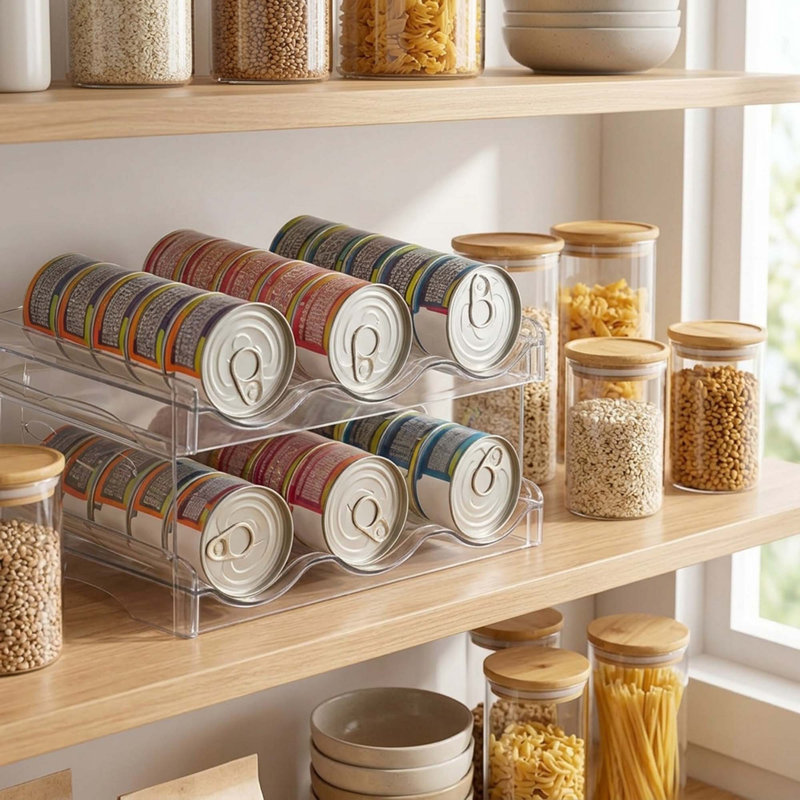 Organisateur de boîtes pour chat, contenant transparent à 2 niveaux, pouvant contenir 36 canettes, garde-manger et comptoir