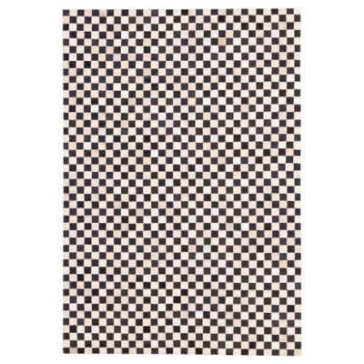 Tapis crème en cuir de vache noir 4 pi x 6 pi