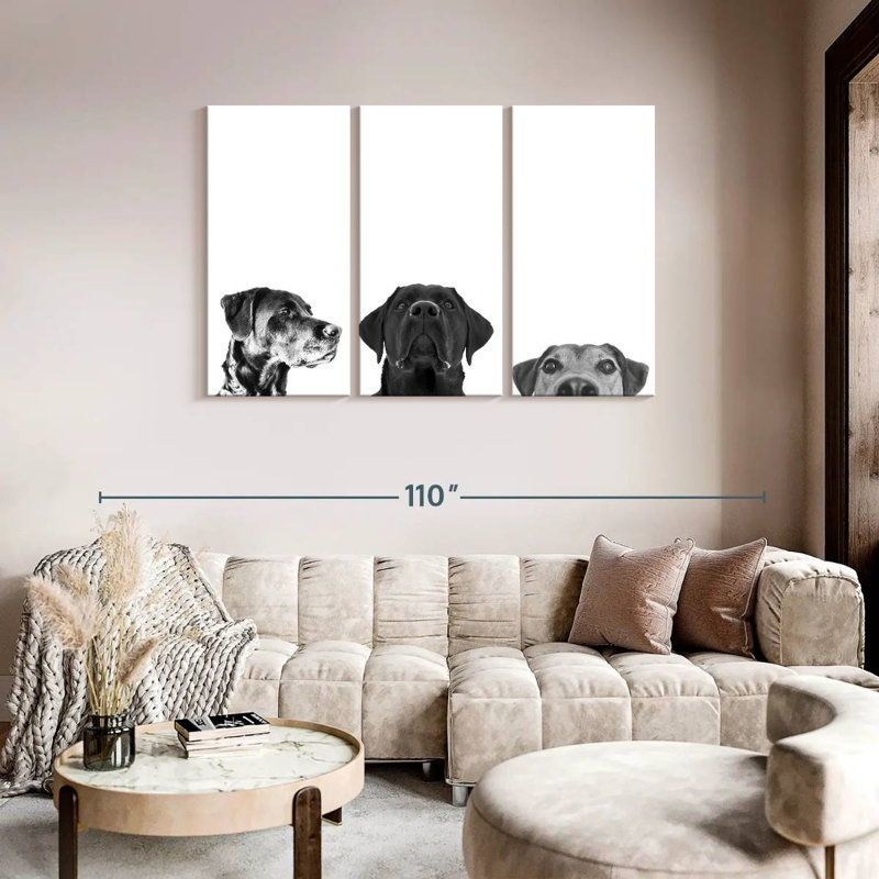 " Adorable Puppies " by Emma P 3 - Pieces, 48" H x 74" W x 1.25" D